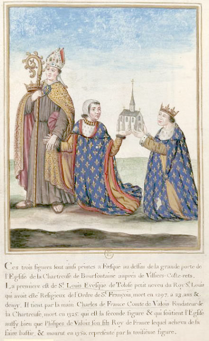 De gauche à droite - Louis d'Anjou - Charles Ier de Valois - Philippe VI de Valois